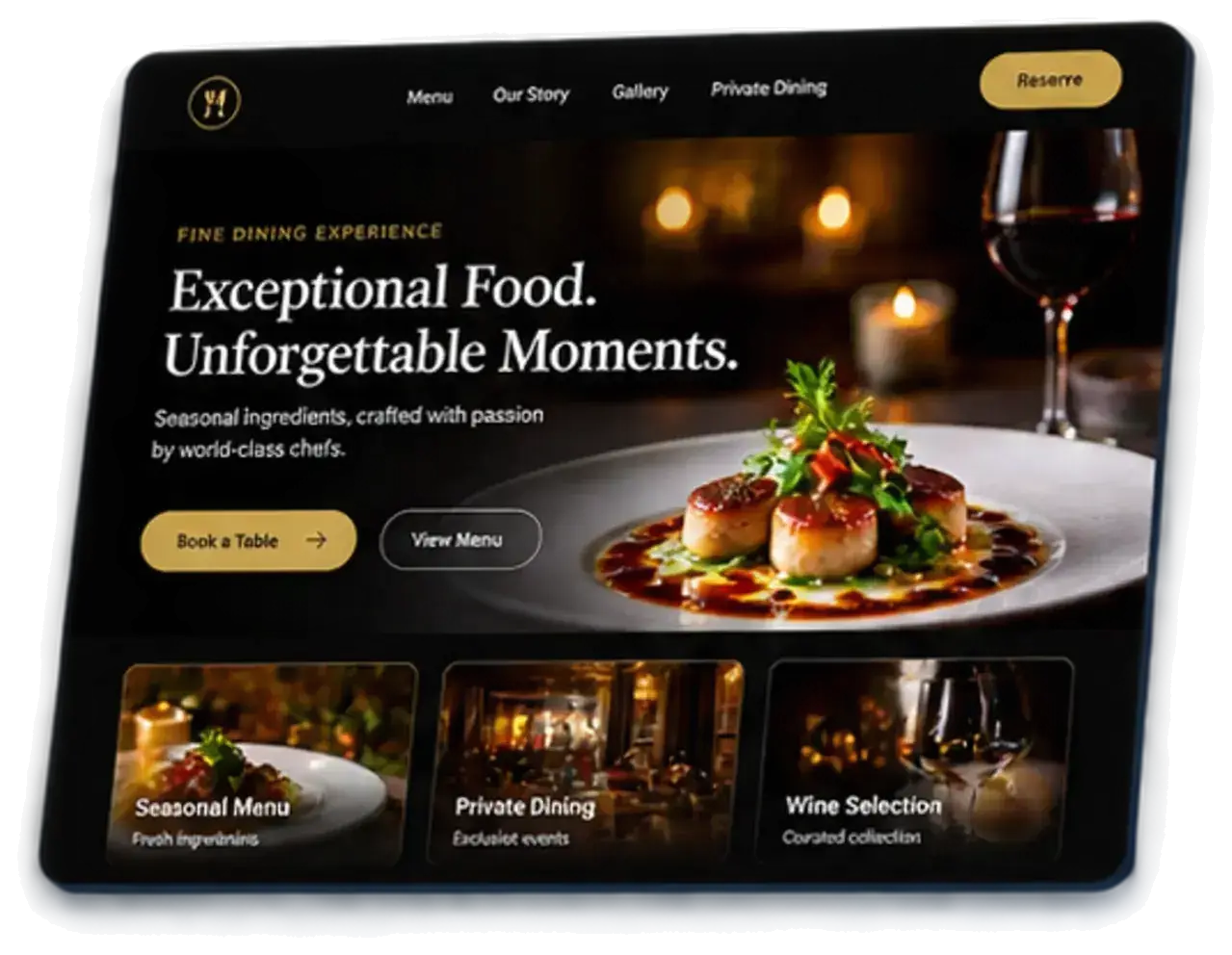 Fine dining restaurant website design